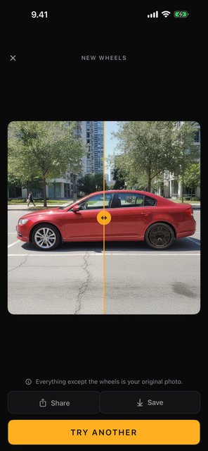 Car Mods AI app — before and after render
